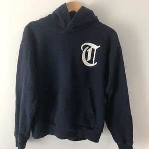 Aritzia TNA Perfect Hoodie Navy With Detailing